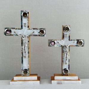 CRUZ DE TIERRA SANTA- CRISTALES CON BASE